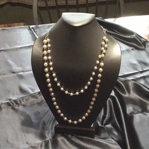 COPY - Faux Vintage Pearl necklace on Chain